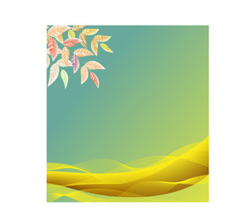 Card with leaves and waves
