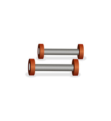 Two dumbbells on the white background