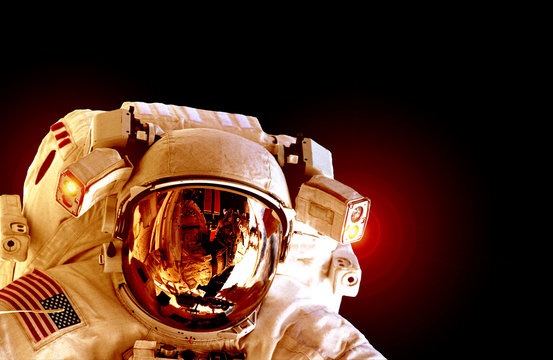 Astronaut mars helmet isolated on black background spaceman outer space suit. Elements of this image furnished by NASA.