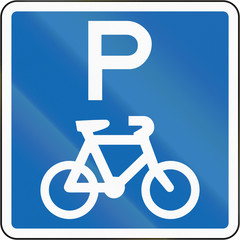 New Zealand road sign - Parking zone for bicycles