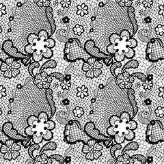 Rolgordijnen Lace seamless pattern with flowers © comotomo