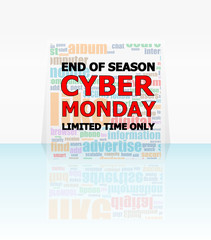 Cyber monday sale inscription design template. Cyber monday discounts concept. Vector illustration