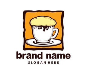 coffee and bread illustration logo template
