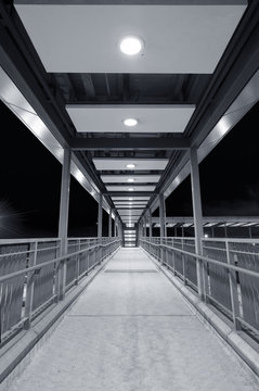Empty Pedestrian Walkway at night