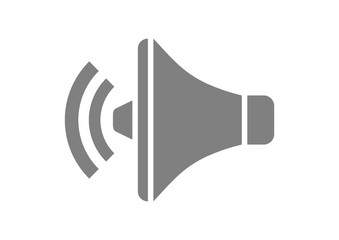 Grey megaphone icon on white background