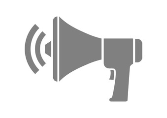 Grey megaphone icon on white background