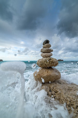 Stack of stones on the beach