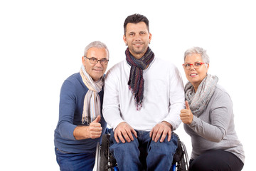 Senioren mit gehandicapten Sohn