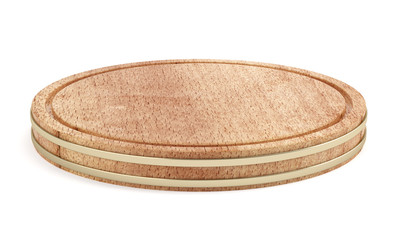 Wooden plate isolated on white background