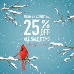 Christmas Sale Poster or Banner - with Winter Bird