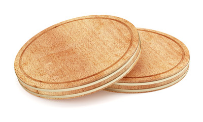Two wooden plate isolated on white background