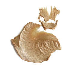 Smudged lipstick on white background