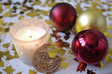 Noël boule décoration Bougie flamme bois