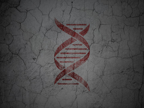 Health concept: DNA on grunge wall background