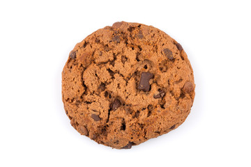 Chocolate chip cookie isolated on white