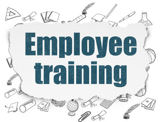 Learning concept: Employee Training on Torn Paper background