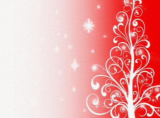 Red Christmas tree background. New year Background 