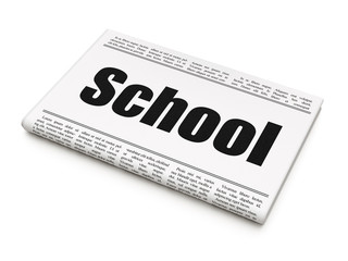 Education concept: newspaper headline School