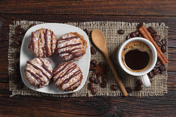 Delicious cookies and coffee cup