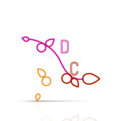 Abstract geometric linear hipster floral icon, frame design, flat style