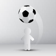 Football - Soccer Ball with Paper Cut Player Vector