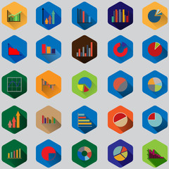 business diagrams and graphics in flat design with long shadows