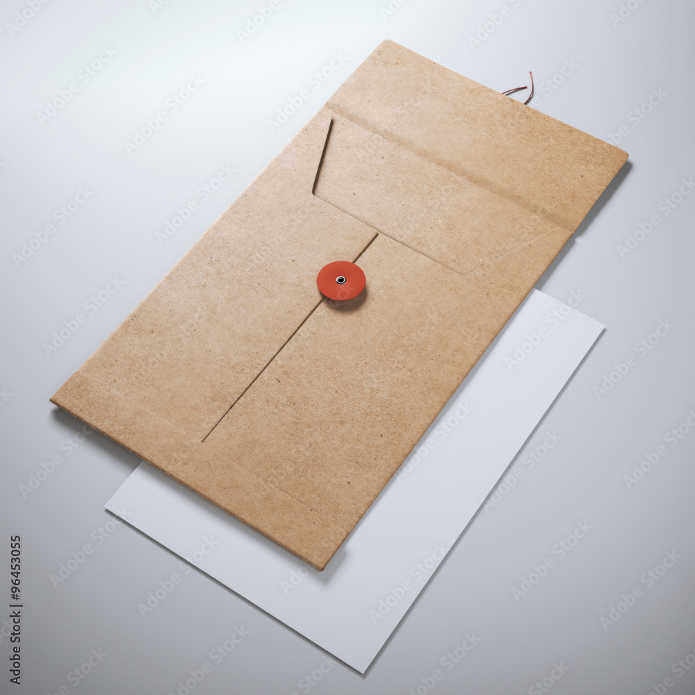 Poster empty opened folder and sheet of paper.
