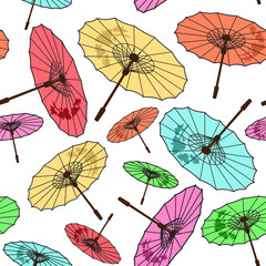 Seamless color umbrellas background pattern