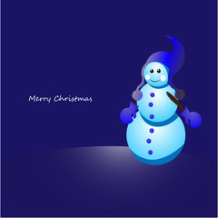 Christmas snowman on blue