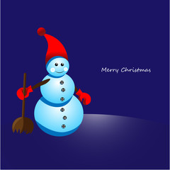 Christmas snowman with broom