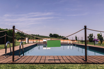 pool near garden in the park.