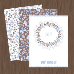 Set of cards with abstract flowers