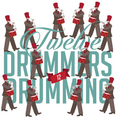 
Twelve drummers drumming the Twelve days of Christmas EPS 10 vector illustration