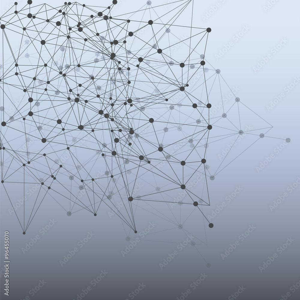 Aufkleber abstract triangles space low poly. white background with connecting dots and lines. light connection