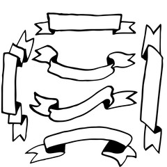 Vintage ribbon banners, hand drawn set.