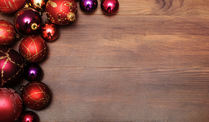 Christmas Greeting Card - Christmas balls on a wooden surface