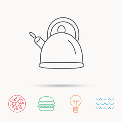 Teapot icon. Kitchen kettle sign.