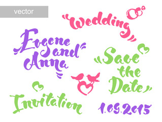 Obraz premium Vector set of invitation cards with watercolor elements