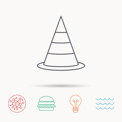 Fototapeta premium Traffic cone icon. Road warning sign.