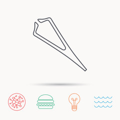 Medical tweezers icon. Cosmetic equipment sign.