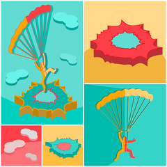 Parachute fly design. Vector illustration.