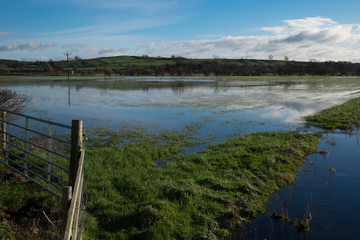 Flooded agricultural land Milnthorpe Cumbria England 22.11.15