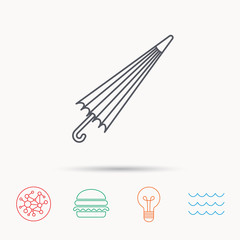 Umbrella icon. Water protection sign.