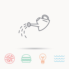 Watering can icon. Gardener equipment sign.