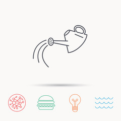 Watering can icon. Gardener equipment sign.