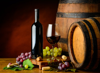 red wine bottle and glass
