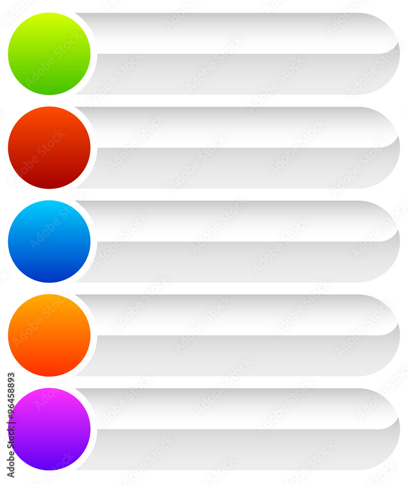 Poster set of oblong button, banner backgrounds in several colors.