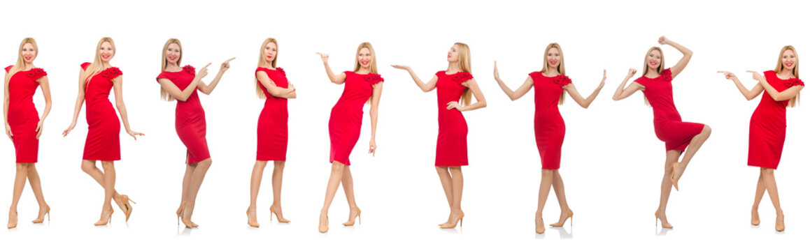 Woman In Red Dress Isolated On White