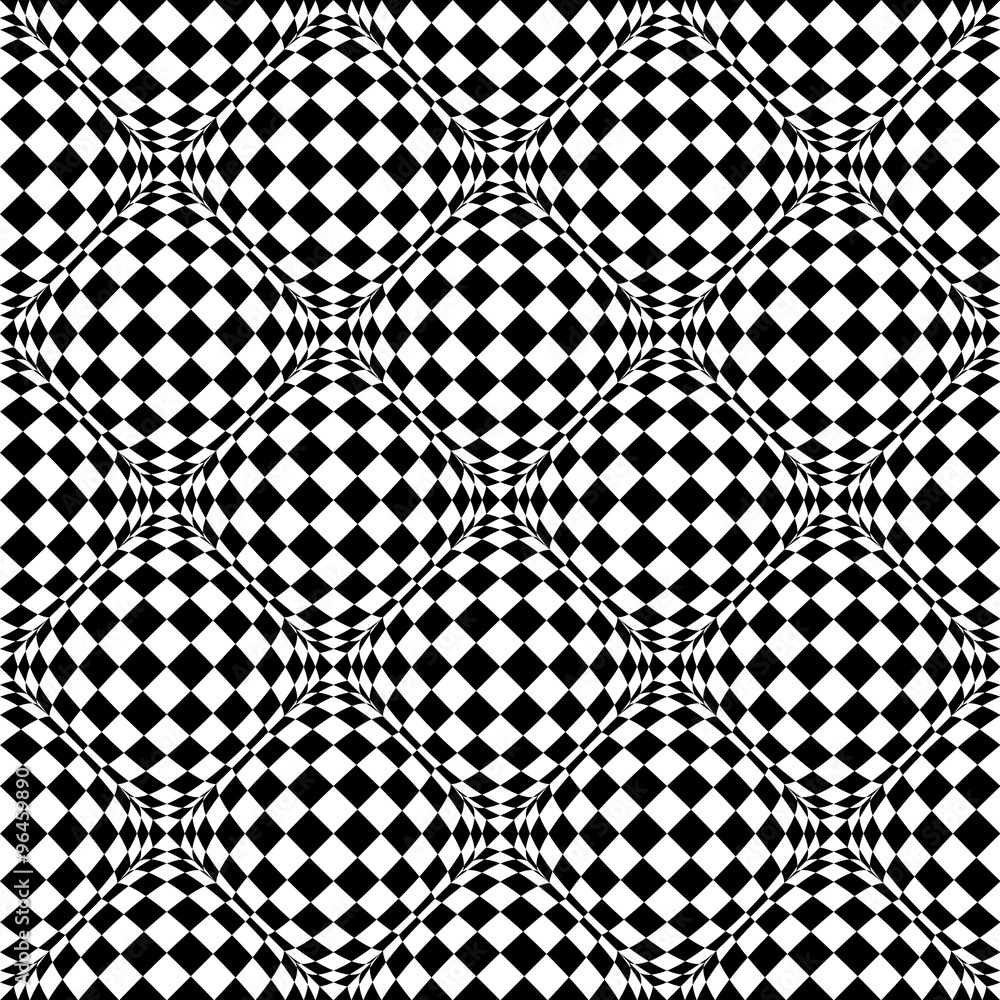 Fototapete seamless pattern with bulging distortion on checkered surface. v