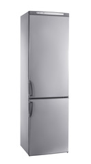 studio shot big stainless steel refrigerator isolated on white